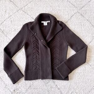 DVF Diane von Furstenberg Brown Mock Neck Knit Cardigan Size M